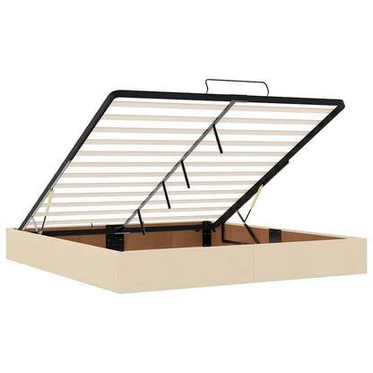 Bettgestell mit Speicher Creme 200 x 200 cm Stoff
