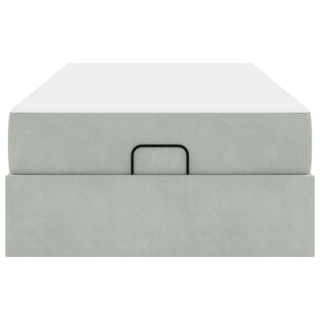 Bettgestell mit Matratze mit Speicher Hellgrau 80 x 200 cm Samt