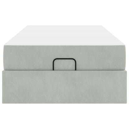 Bettgestell mit Matratze mit Speicher Hellgrau 80 x 200 cm Samt