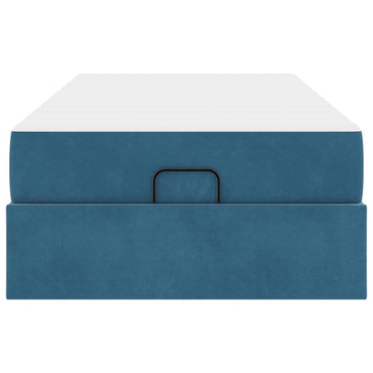 Bettgestell mit Matratze mit Speicher Blau 90 x 190 cm Samt