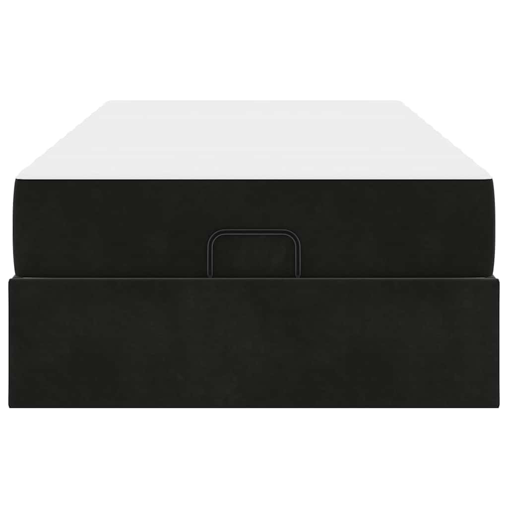 Bettgestell mit Matratze mit Speicher Schwarz 90 x 200 cm Samt