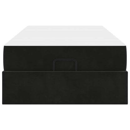 Bettgestell mit Matratze mit Speicher Schwarz 90 x 200 cm Samt