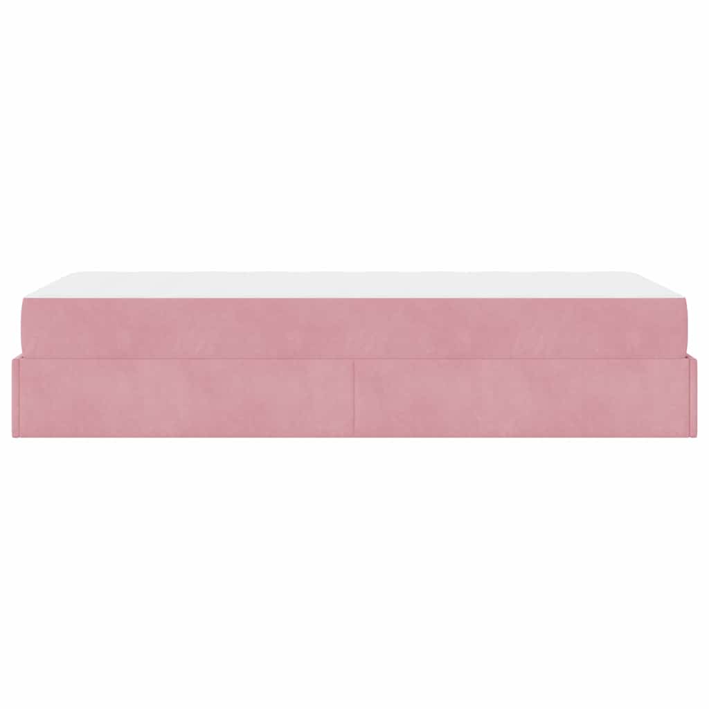 Bettgestell mit Matratze mit Speicher Rosa 100 x 200 cm Samt