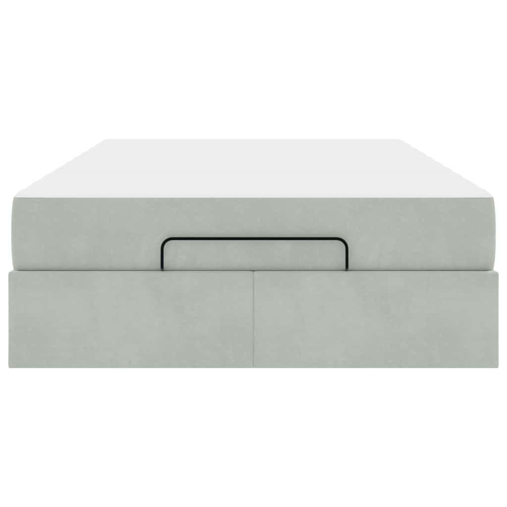 Bettgestell mit Matratze Hellgrau 120 x 190 cm Samt