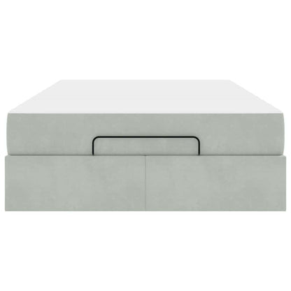 Bettgestell mit Matratze Hellgrau 120 x 190 cm Samt