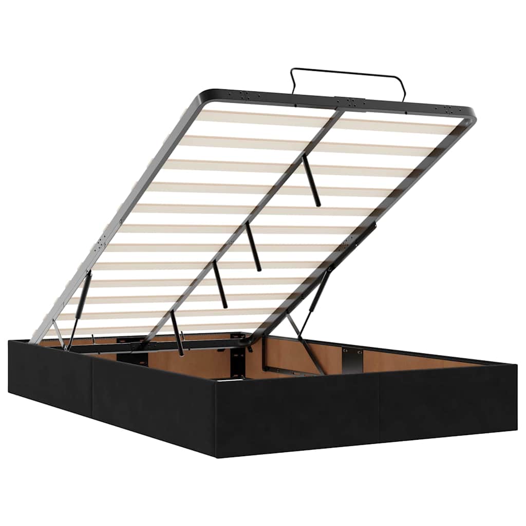 Bettgestell mit Matratze mit Speicher Schwarz 120 x 190 cm Samt