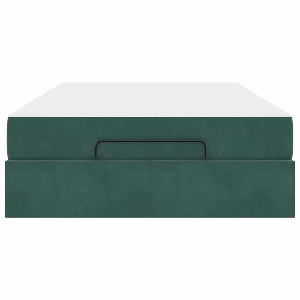 Bettgestell mit Matratze Dunkelgrün 120 x 190 cm Samt