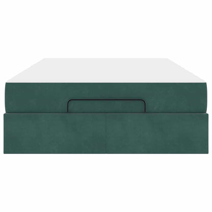 Bettgestell mit Matratze Dunkelgrün 120 x 190 cm Samt
