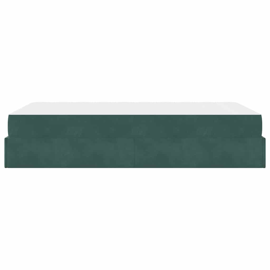 Bettgestell mit Matratze Dunkelgrün 120 x 190 cm Samt