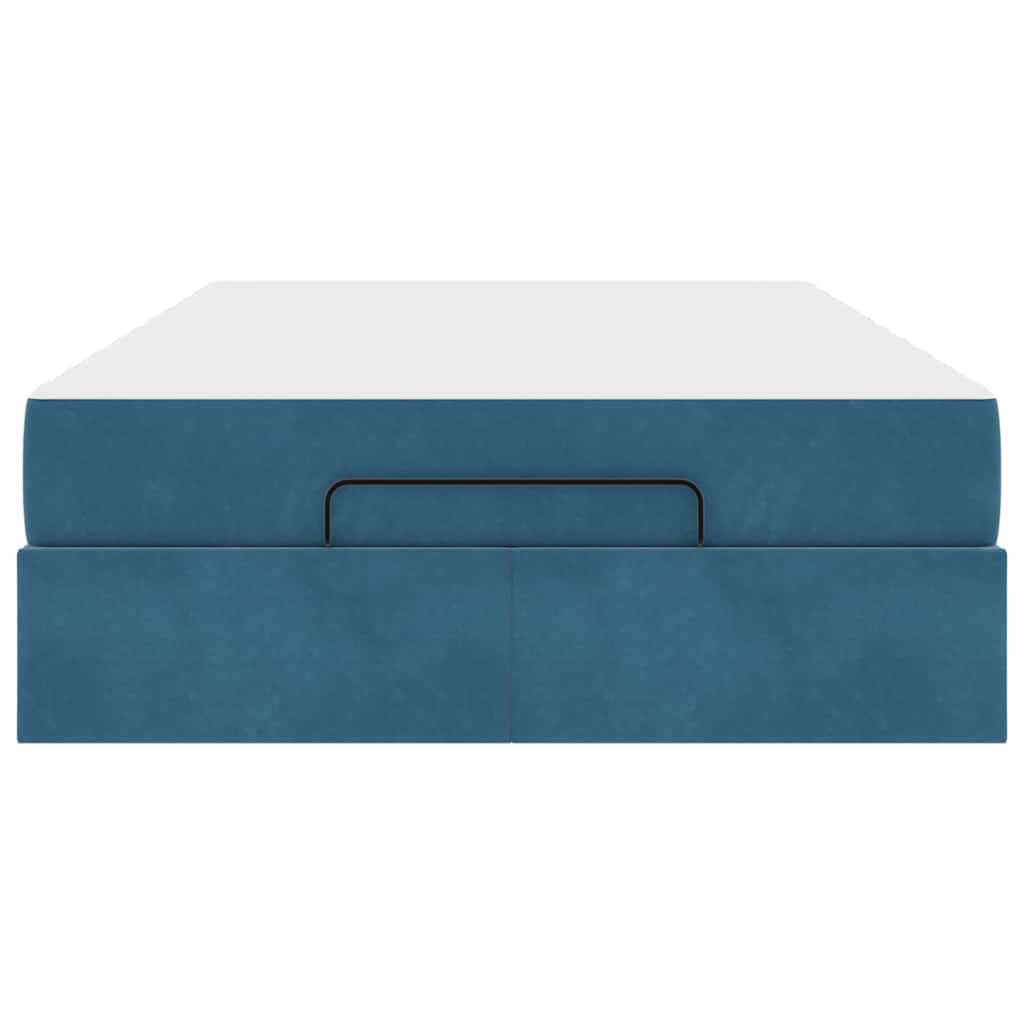 Bettgestell mit Matratze mit Speicher Blau 120 x 190 cm Samt
