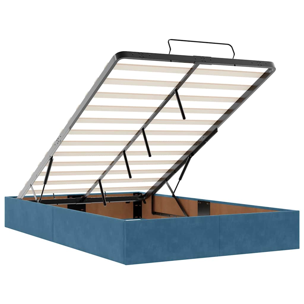Bettgestell mit Matratze mit Speicher Blau 120 x 190 cm Samt