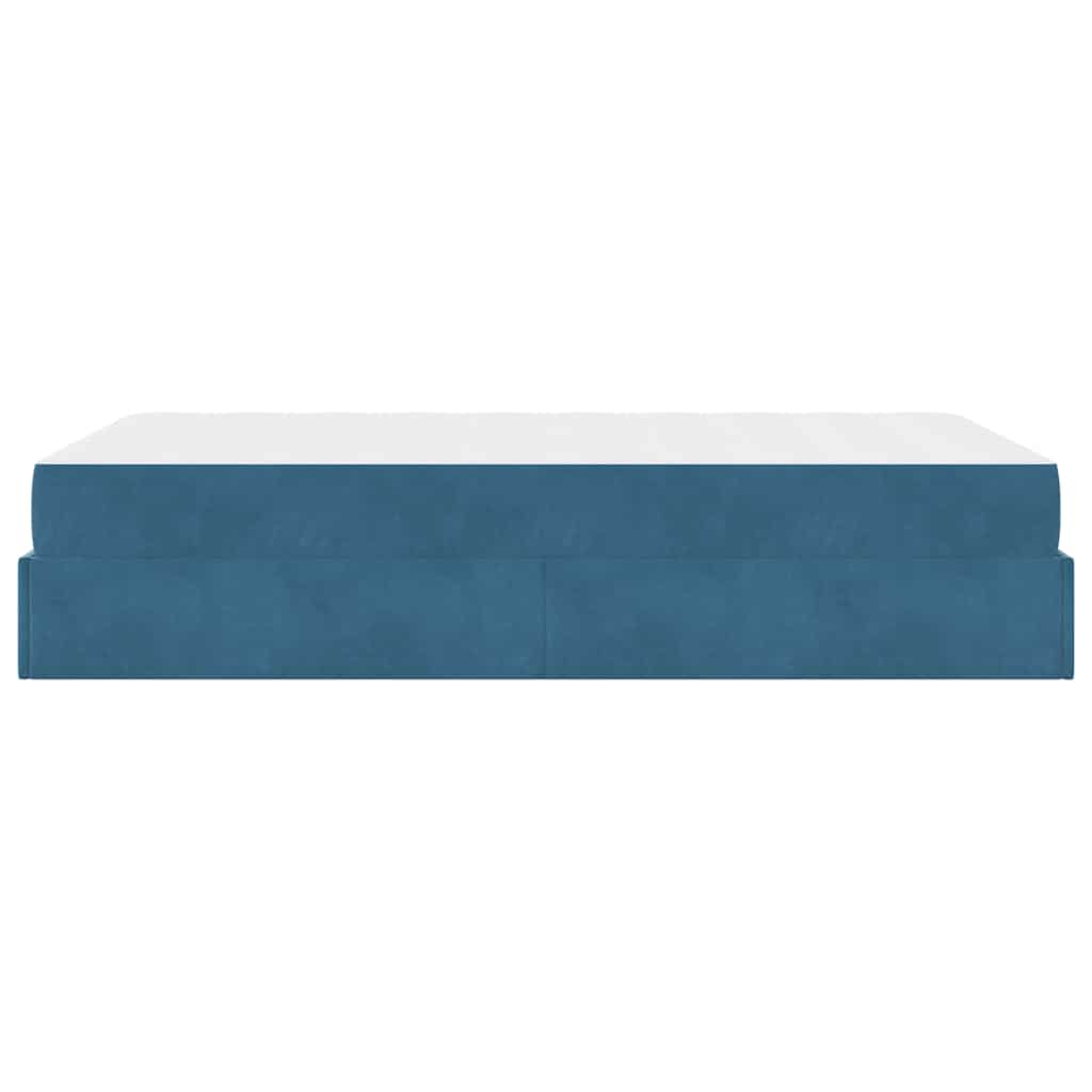 Bettgestell mit Matratze mit Speicher Blau 120 x 190 cm Samt