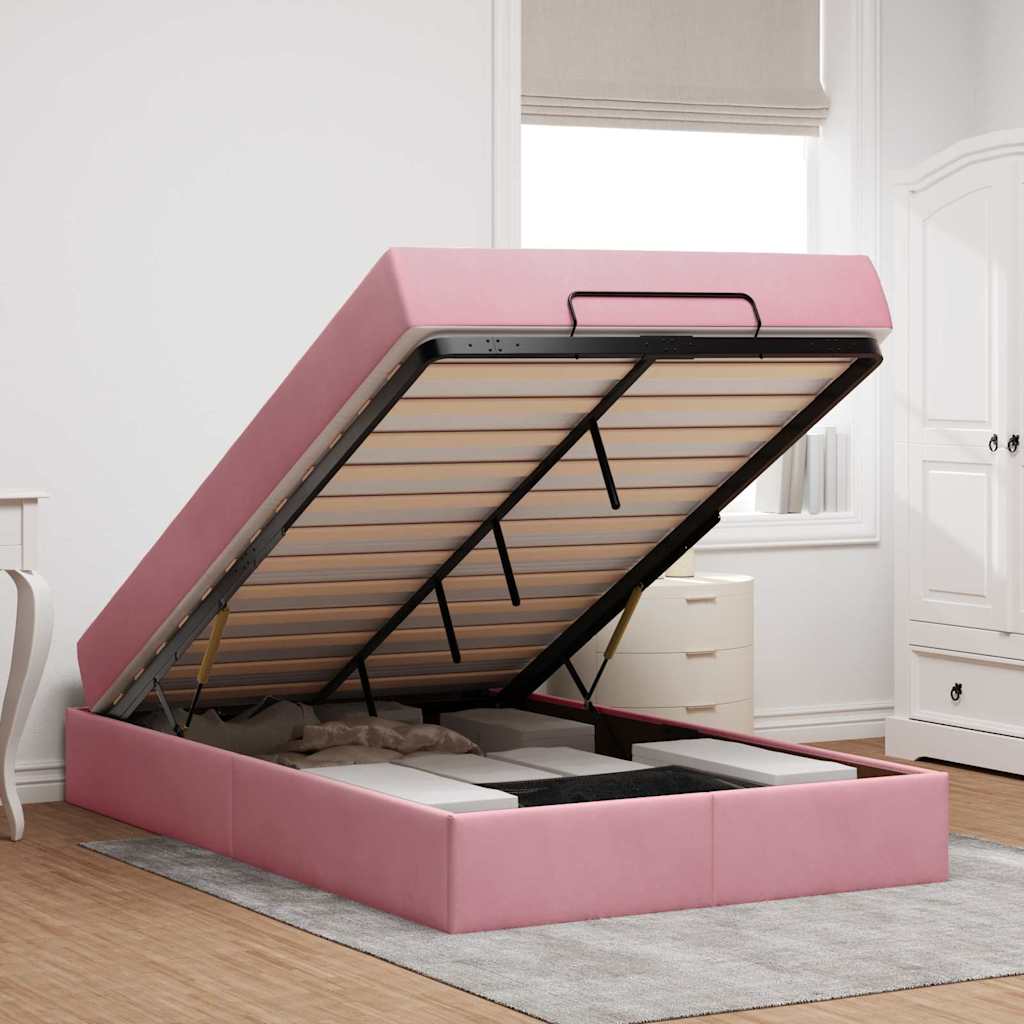 Bettgestell mit Matratze mit Speicher Rosa 120 x 190 cm Samt