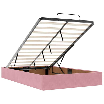 Bettgestell mit Matratze mit Speicher Rosa 120 x 190 cm Samt
