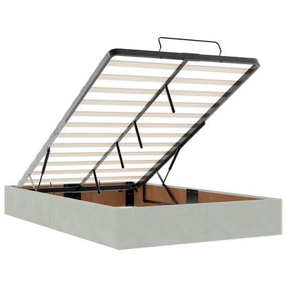 Bettgestell mit Matratze Hellgrau 120 x 200 cm Samt