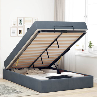 Bettgestell mit Matratze Dunkelgrau 140 x 190 cm Samt