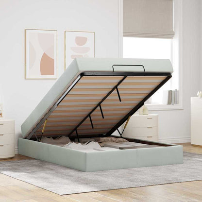 Bettgestell mit Matratze Hellgrau 140 x 200 cm Samt