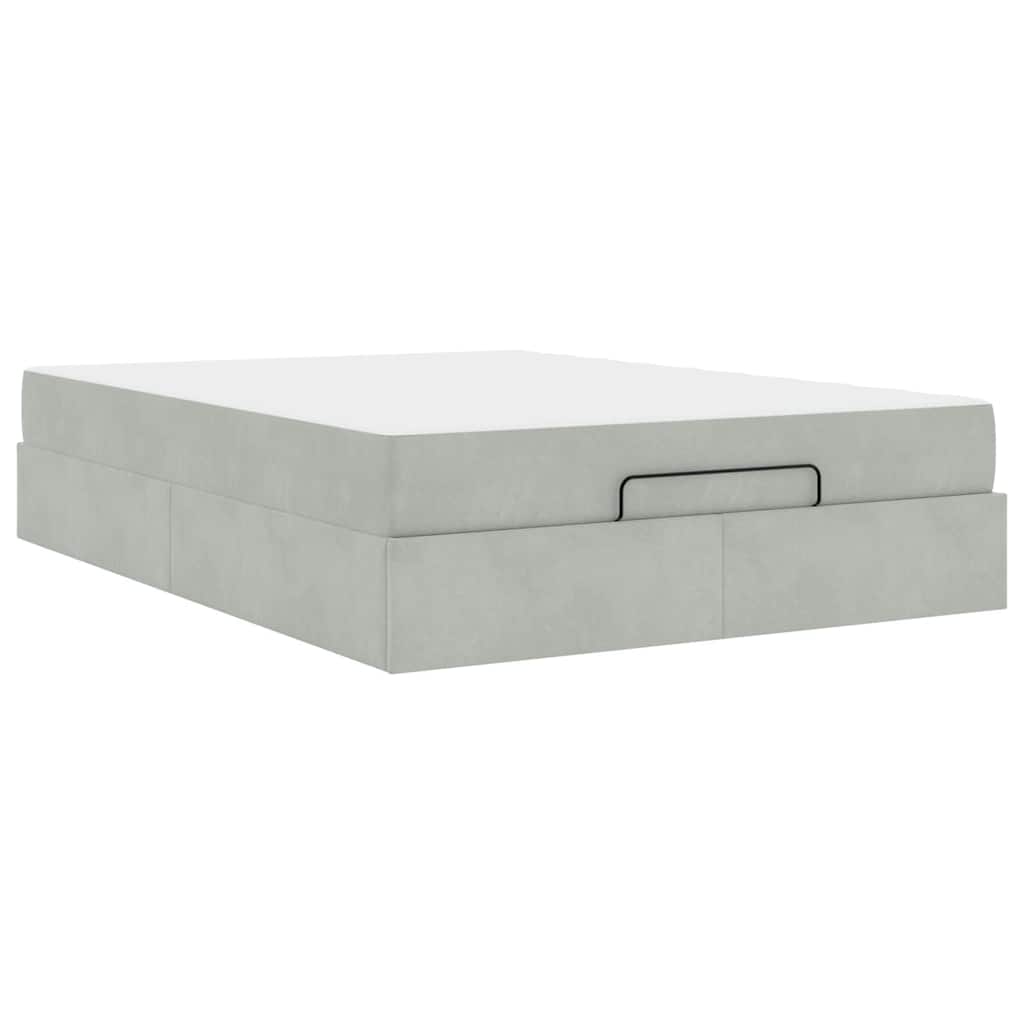 Bettgestell mit Matratze Hellgrau 140 x 200 cm Samt