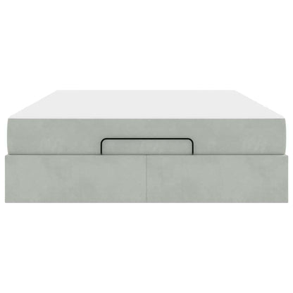 Bettgestell mit Matratze Hellgrau 140 x 200 cm Samt