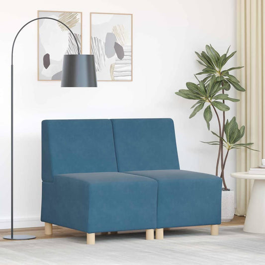 Modulares Armfreies Sofa 2 pcs Blau 55 x 74 x 82 cm Samt