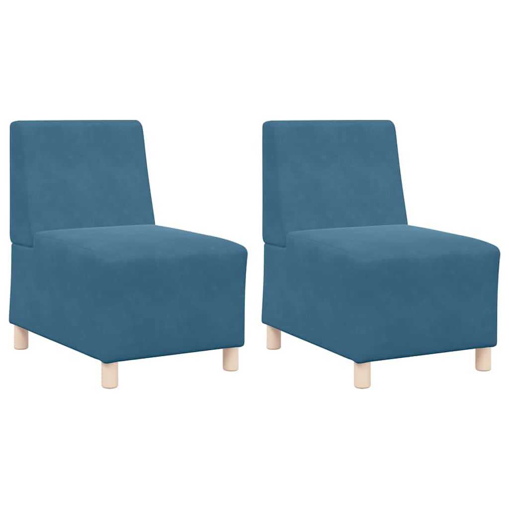 Modulares Armfreies Sofa 2 pcs Blau 55 x 74 x 82 cm Samt