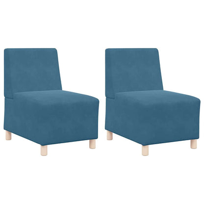 Modulares Armfreies Sofa 2 pcs Blau 55 x 74 x 82 cm Samt