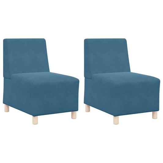Modulares Armfreies Sofa 2 pcs Blau 55 x 74 x 82 cm Samt
