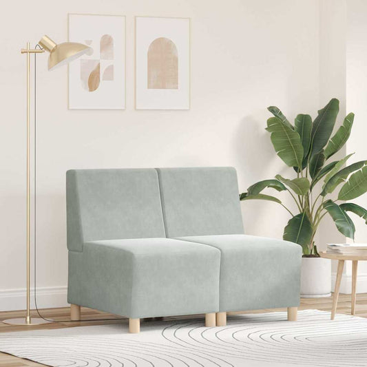 Modulares Armfreies Sofa 2 pcs Hellgrau 55 x 74 x 82 cm Samt