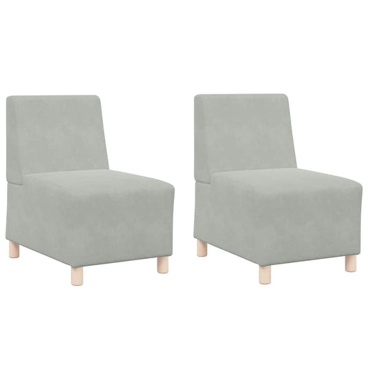 Modulares Armfreies Sofa 2 pcs Hellgrau 55 x 74 x 82 cm Samt