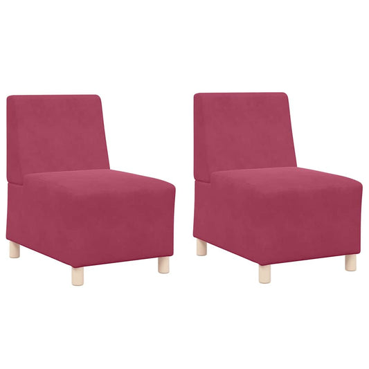 Modulares Armfreies Sofa 2 pcs Weinrot 55 x 74 x 82 cm Samt