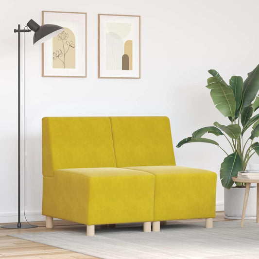 Modulares Armfreies Sofa 2 pcs Gelb 55 x 74 x 82 cm Samt