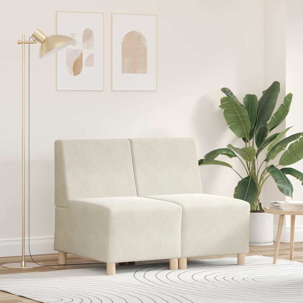 Modulares Armfreies Sofa 2 pcs Creme 55 x 74 x 82 cm Samt