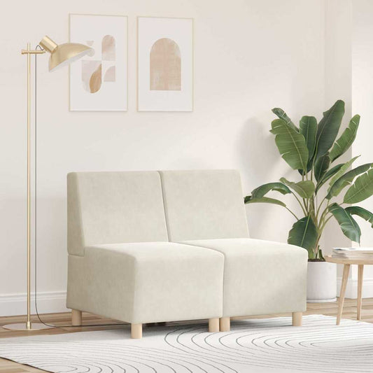 Modulares Armfreies Sofa 2 pcs Creme 55 x 74 x 82 cm Samt