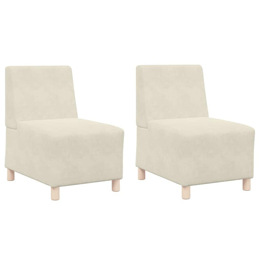 Modulares Armfreies Sofa 2 pcs Creme 55 x 74 x 82 cm Samt
