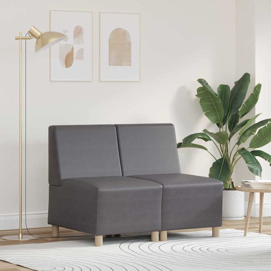Modulares Armfreies Sofa 2 pcs Grau 55 x 74 x 82 cm Kunstleder