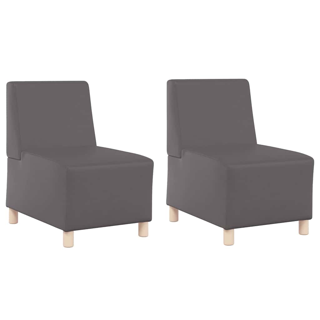 Modulares Armfreies Sofa 2 pcs Grau 55 x 74 x 82 cm Kunstleder