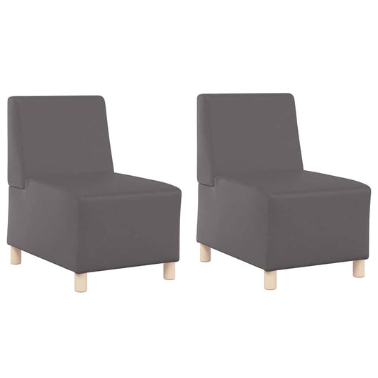 Modulares Armfreies Sofa 2 pcs Grau 55 x 74 x 82 cm Kunstleder