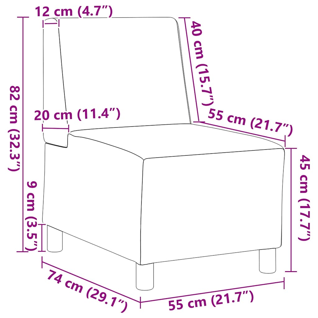 Modulares Armfreies Sofa 2 pcs Weinrot 55 x 74 x 82 cm