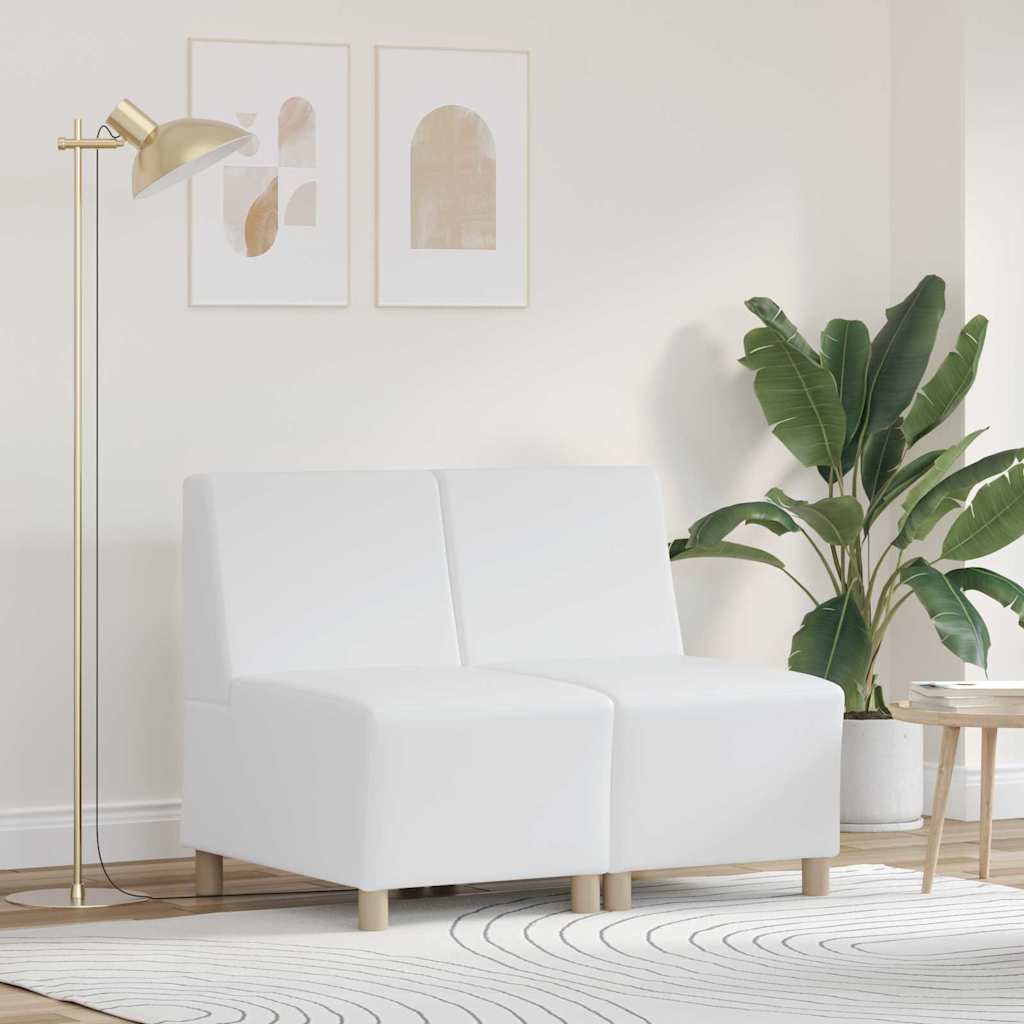 Modulares Armfreies Sofa 2 pcs Weiß 55 x 74 x 82 cm Kunstleder