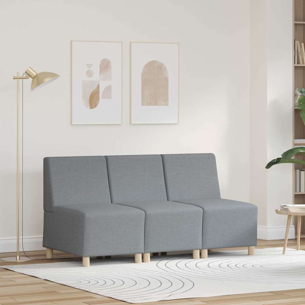 Modulares Armfreies Sofa 3 pcs Hellgrau 55 x 74 x 82 cm Stoff