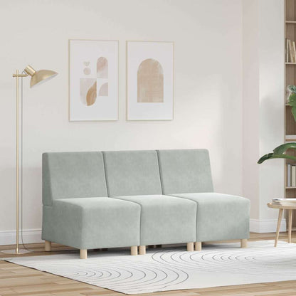 Modulares Armfreies Sofa 3 pcs Hellgrau 55 x 74 x 82 cm Samt