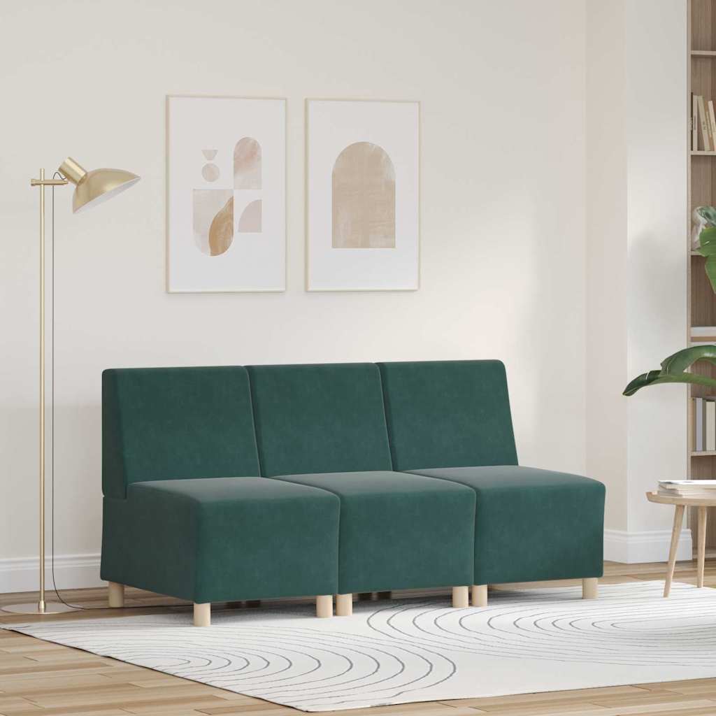 Modulares Armfreies Sofa 3 pcs Dunkelgrün 55 x 74 x 82 cm Samt