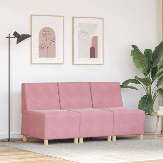 Modulares Armfreies Sofa 3 pcs Rosa 55 x 74 x 82 cm Samt
