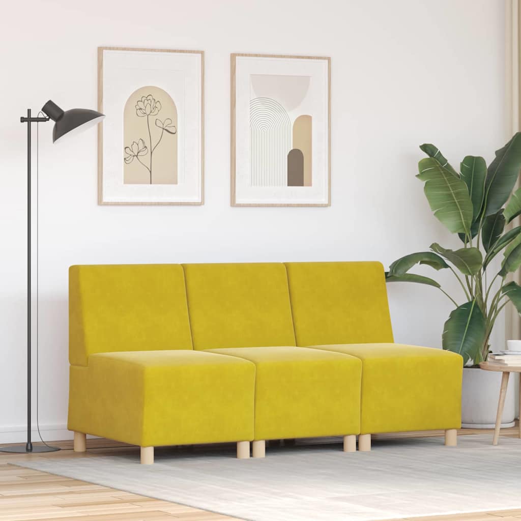Modulares Armfreies Sofa 3 pcs Gelb 55 x 74 x 82 cm Samt