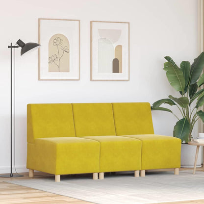 Modulares Armfreies Sofa 3 pcs Gelb 55 x 74 x 82 cm Samt