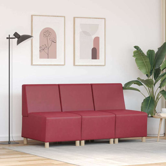 Modulares Armfreies Sofa 3 pcs Weinrot 55 x 74 x 82 cm
