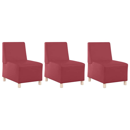 Modulares Armfreies Sofa 3 pcs Weinrot 55 x 74 x 82 cm