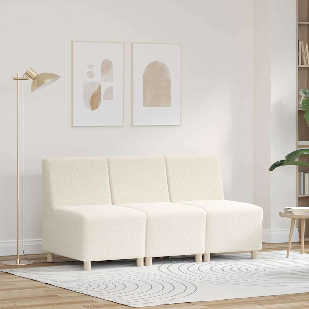 Modulares Armfreies Sofa 3 pcs Creme 55 x 74 x 82 cm Cordstoff