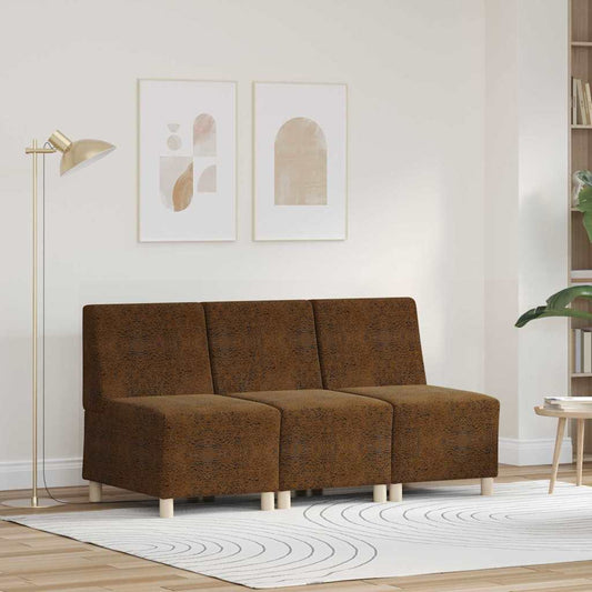 Sofa Stuhl 3 pcs Braun 55 x 74 x 82 cm Faux Wildleder