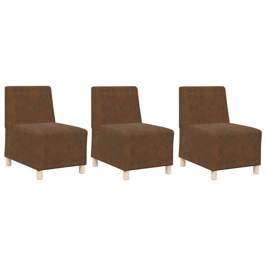 Sofa Stuhl 3 pcs Braun 55 x 74 x 82 cm Faux Wildleder